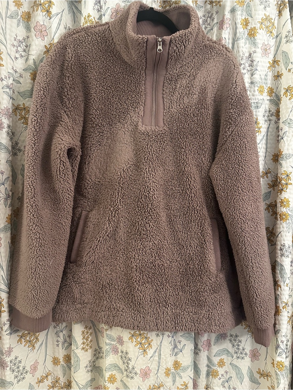 Maurices Mauve-Taupe Sherpa Half-Zip Pullover